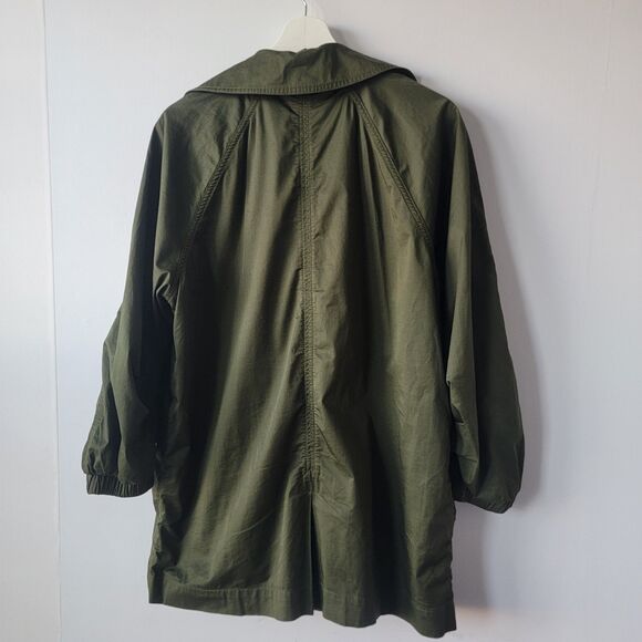 Cabi women's Army Green Expedition Jacket sz M Ruched Sleeves double Breasted - Picture 2 of 9